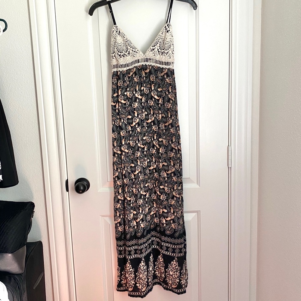Crochet Spaghetti Strap Maxi Dress